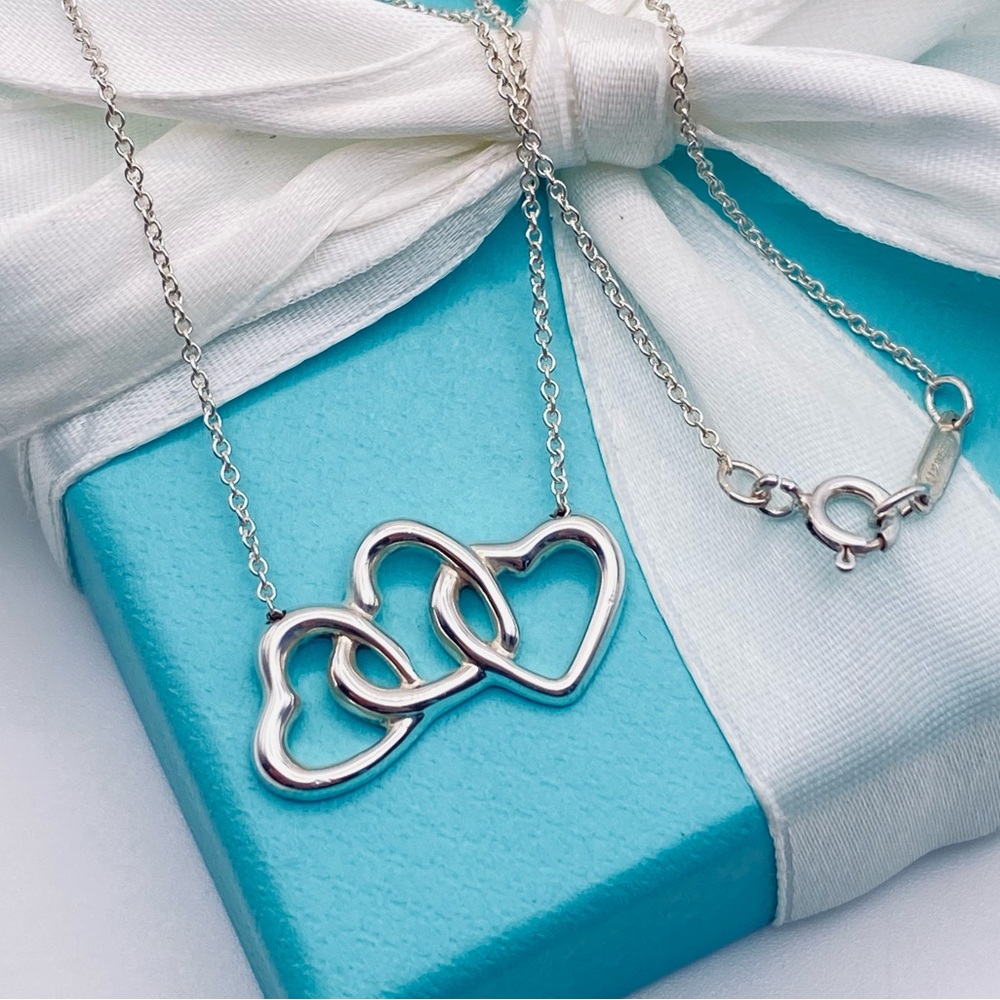 Tiffany & Co Silver 925 Triple Open Hearts Necklace